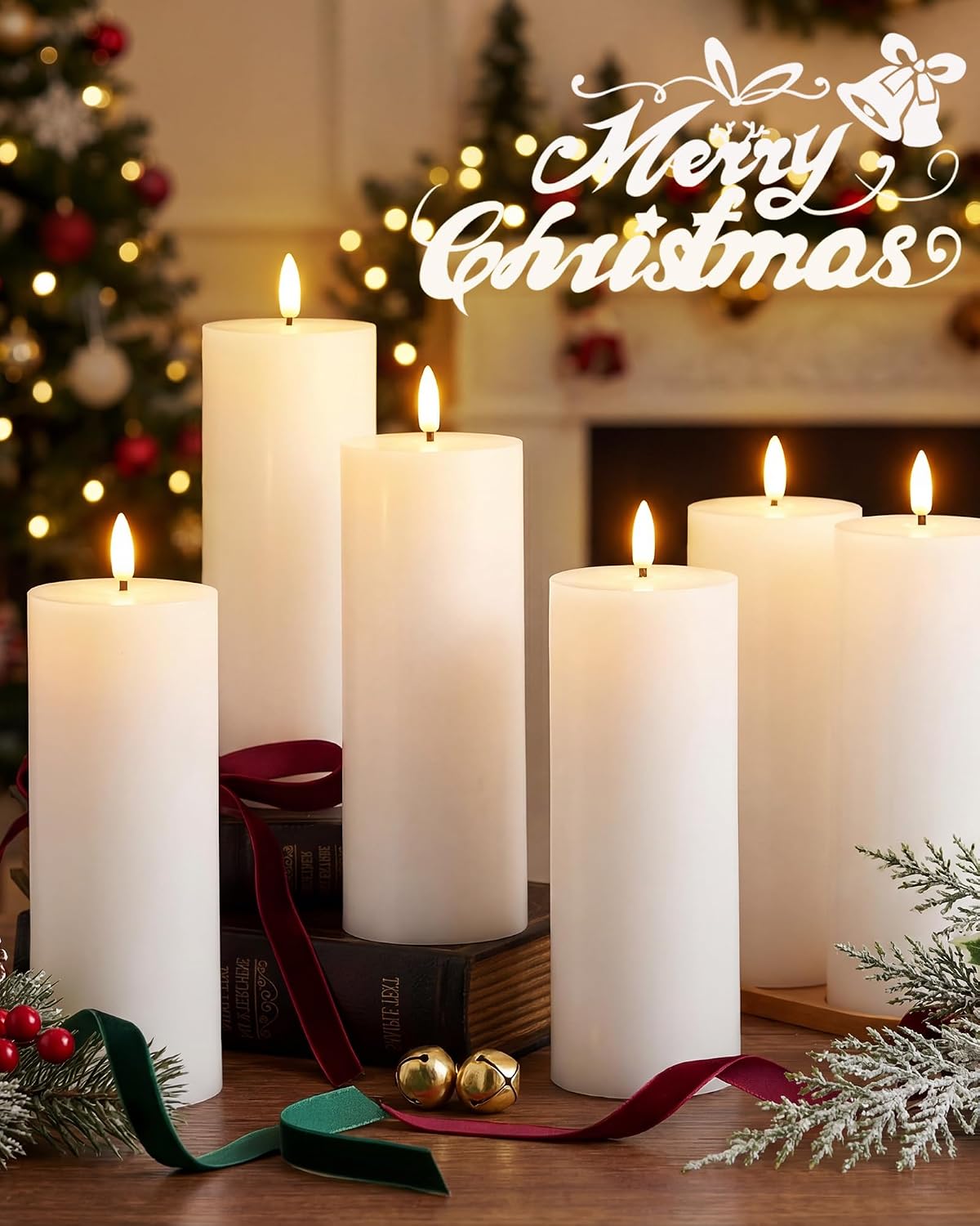VIHOSE 12 Pack White Flameless Candles Set with Remote and Timer Flickering Flameless Battery Candles Flat Top LED Pillar for Wedding Outdoor Home Festival Decoration(D 3'' H 4'' 5'' 6'')