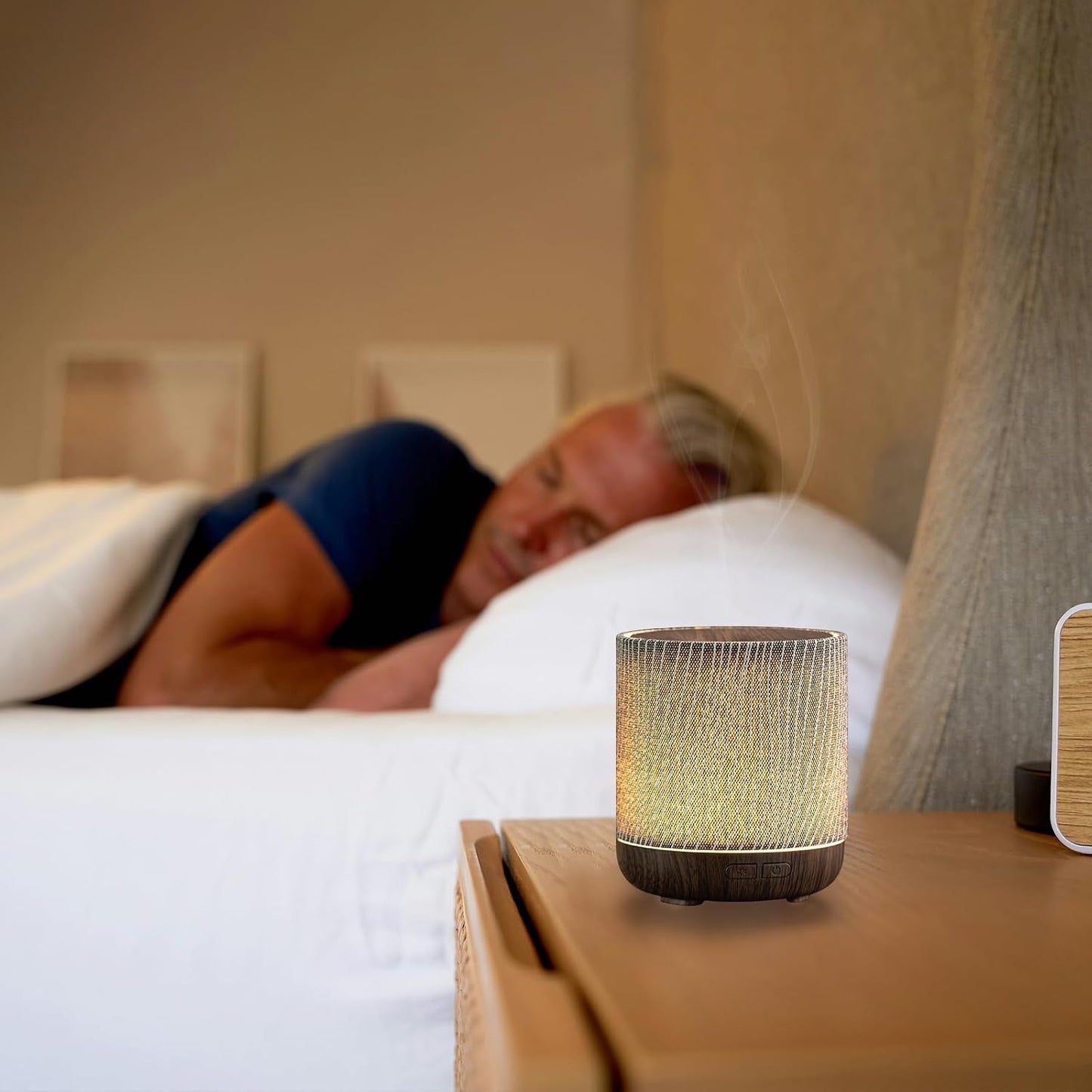 Essential Oil Diffuser with Fabric Cover and Night Lamp | 200ml, Quiet, Ultrasonic Scent Diffusing & Humidifying, Auto Shut-Off, Ambient Lighting, Candle Light Mode