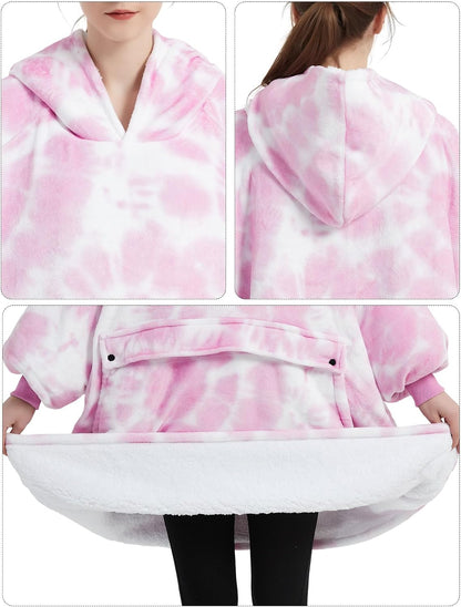 KFUBUO Wearable Blanket Hoodie for Adults Sherpa All Patterns Cat Oversized Sweatshirt Blanket with Pockets for Women