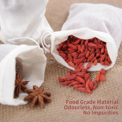 50pcs Spice Bags,4x6 In Muslin Bags with Drawstring