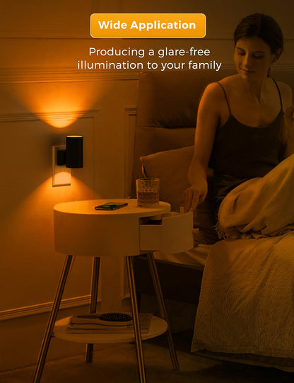 L LOHAS LED Night Light, Amber Nightlight, Dimmable Night Light 100LM, Light Sensor, Yellow Nightlight, Sleep Light for Kids, Soft & Warm Light for Bedroom, Hallway, Bathroom, 2 Pack