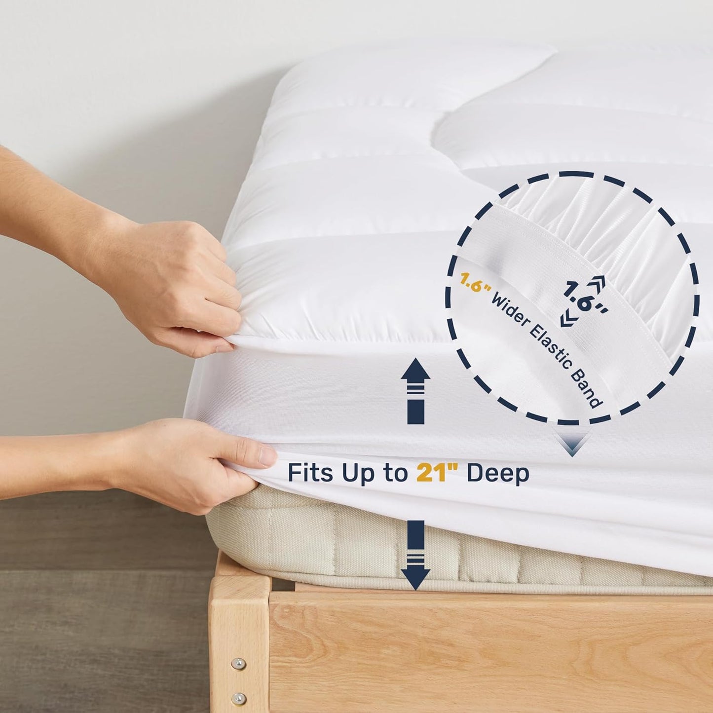 Unikome Ultra Soft Waterproof Mattress Pad King, Cooling Mattress Protector for Hot Sleepers, 5-Layers Noiseless Washable Mattress Cover with 8"-21" Deep Pocket (Light Blue, 78x80)