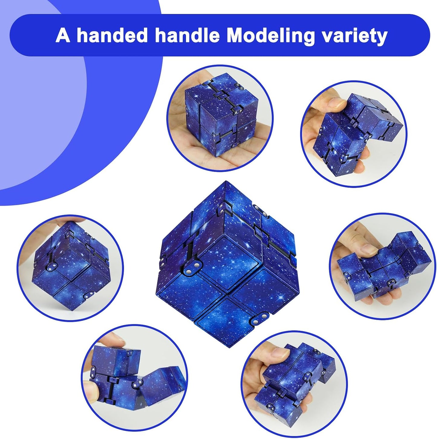 Infinity Cube Fidget Toy Stress Relieving Fidgeting Game for Kids and Adults,Cute Mini Unique Gadget for Anxiety Relief and Kill Time (Macaron Blue)