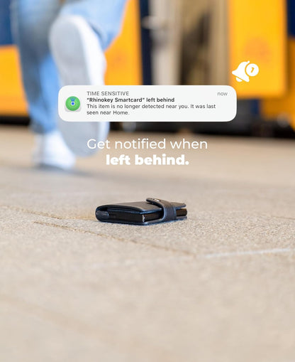 Rhinokey® Apple Find My Wallet Tracker Card, MFi Certified Bluetooth Tracker for iPhone, 0.07in Slim Credit Card Item Finder, IP68 Waterproof Rechargeable, Locator for Wallet, Luggage, Passport