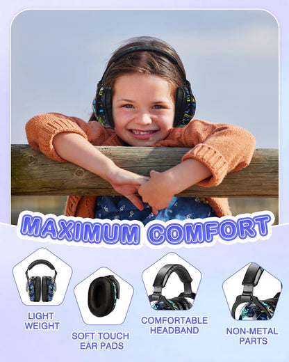 ZOHAN EM030 Kids Ear Protection, Noise Cancelling Headphones Ear Muffs for Autism Sensory, Safety Noise Reduction Hearing Protection for Monster Truck/Concerts/Fireworks/Air Shows