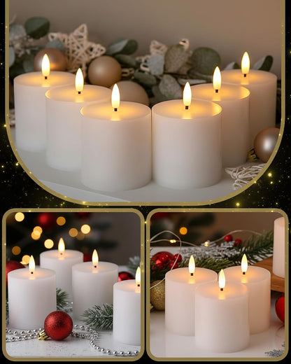 VIHOSE 12 Pack White Flameless Candles Set with Remote and Timer Flickering Flameless Battery Candles Flat Top LED Pillar for Wedding Outdoor Home Festival Decoration(D 3'' H 4'' 5'' 6'')