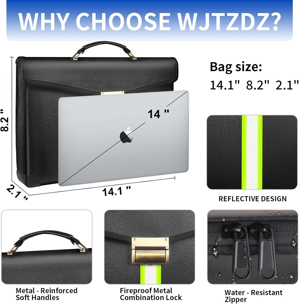 Upgraded Fireproof Money Bag,10 Layers of Heat Insulated Materials 6500°F