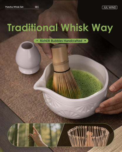 Matcha Whisk - 2-pack Bamboo matcha Whisk set, Handcrafted Traditional Japanese Chasen, 100-Prong Matcha Stirrer Wisk Mixer Brush for Authentic Matcha Tea Preparation