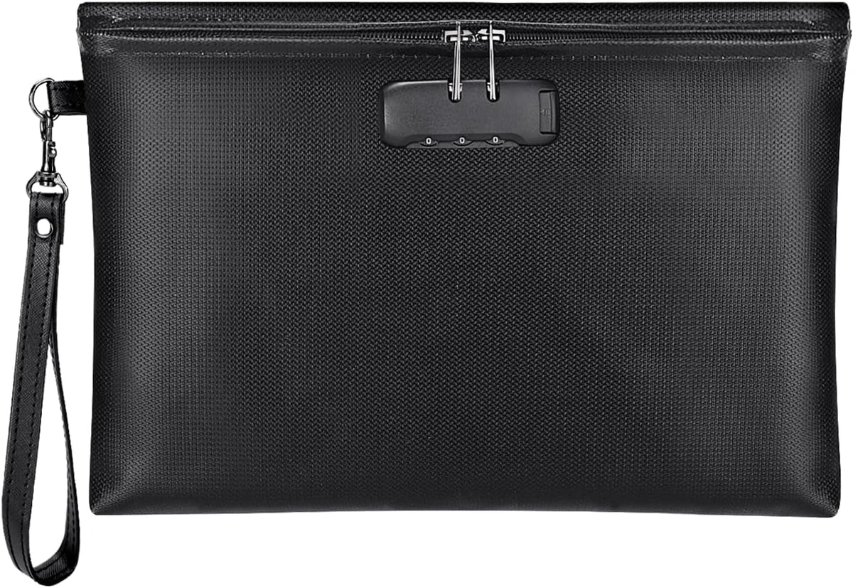 Fireproof Document Bag with Lock,Waterproof Money Pouch,14.3"x10.2"