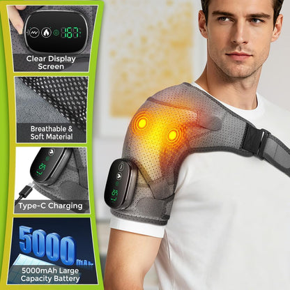 Shoulder Heating Pad with Massage, FSA Eligible Items List, Shoulders Massager for Pain Relief, Left Right Heated Shoulder Wrap for Rotator Cuff & Shoulder Brace Support, HSA Approved Products Only