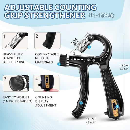 5/10PCS Grip Strength Trainer Kit,Forearm and Hand Gripper Strengthener
