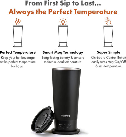 Nextmug Go - Temperature-Controlled, Self-Heating Travel Mug