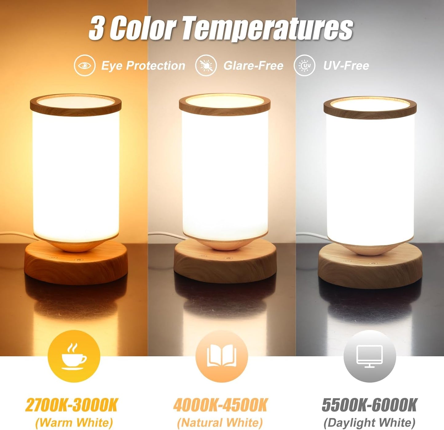 Light Therapy Lamp 10000 Lux, Sunlight Lamp with Remote Control, 3 Color Temperatures & 4 Brightness Levels, Full Spectrum Light, Ideal as Desk, Bedside Lamp & Gift for Home/Office