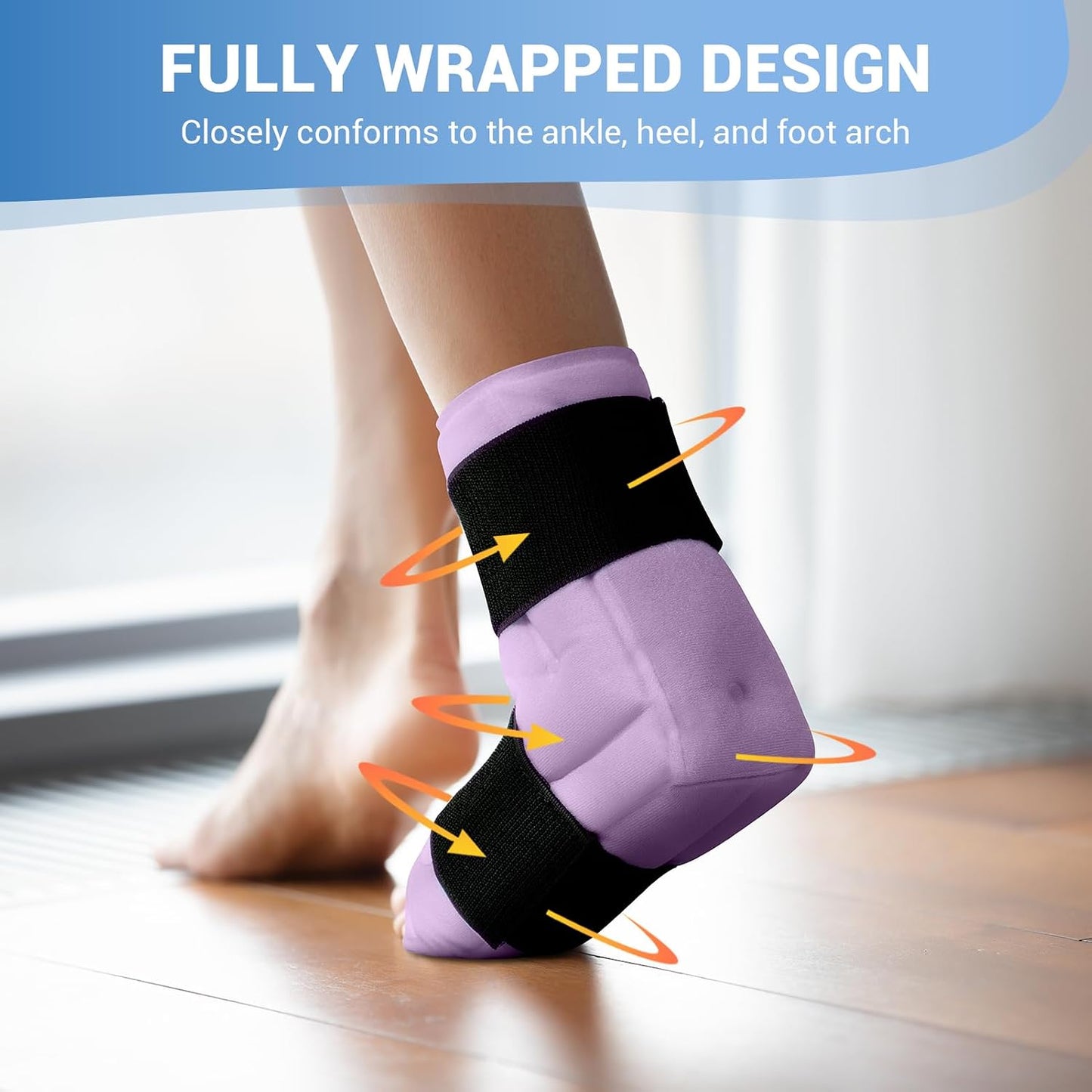 Comfytemp Ankle Foot Ice Pack Wrap for Plantar Fasciitis Relief, Ankles Brace for Sprain, Heel Spur, Swelling, Achilles Tendonitis, Cold Bag for Injuries Reusable, Hot Cold Compress, 1 Pack (Blue)