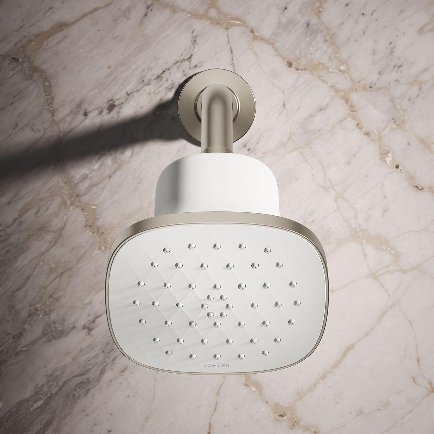 KOHLER 33631-Y-BN Cinq Round Single-Function Filtered Showerhead, Five-Layer Filtration, 2.5 GPM, Full Coverage Spray, Premium Durable Material, Vibrant Brushed Nickel