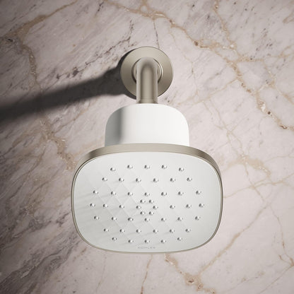 KOHLER 33631-Y-BN Cinq Round Single-Function Filtered Showerhead, Five-Layer Filtration, 2.5 GPM, Full Coverage Spray, Premium Durable Material, Vibrant Brushed Nickel