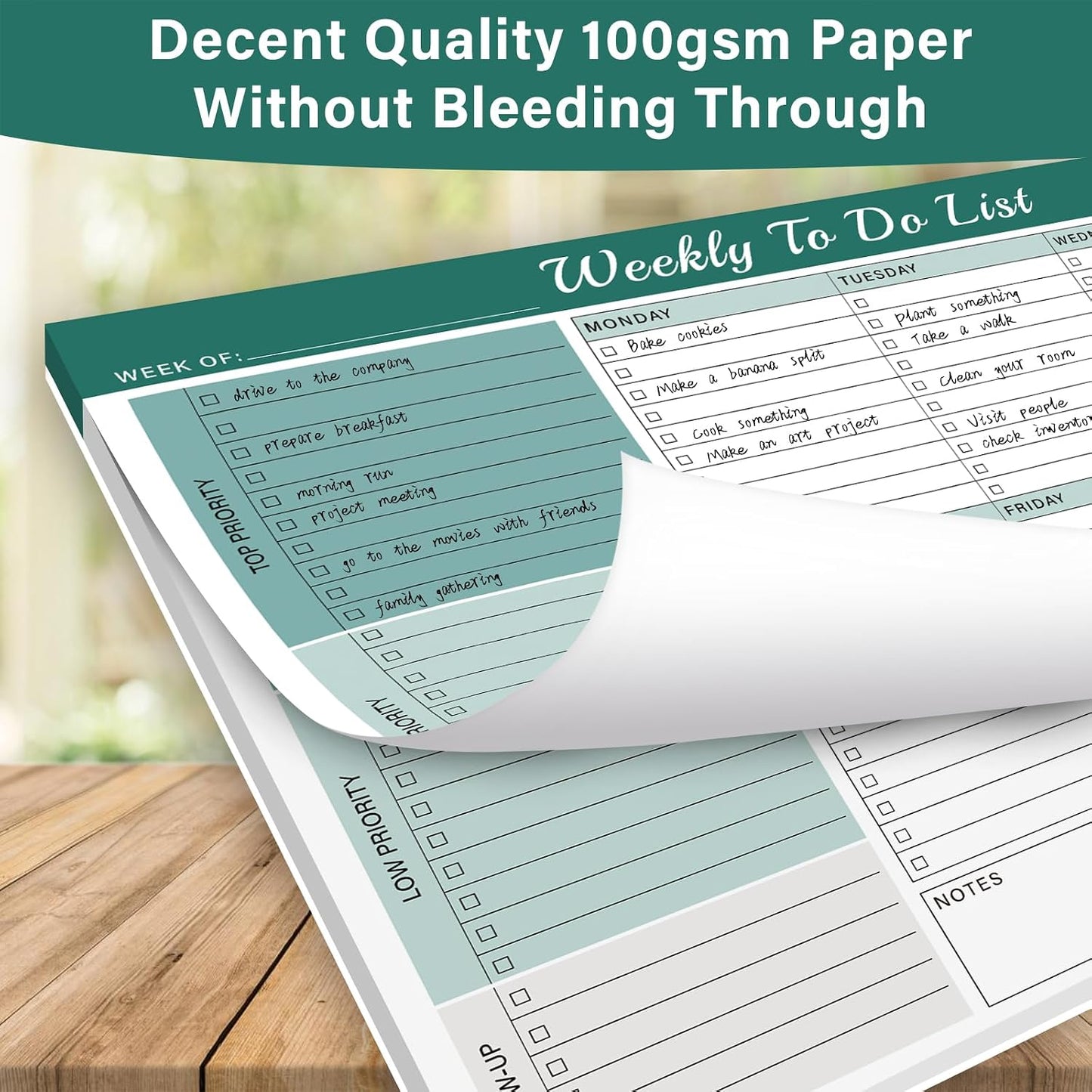Weekly To Do List Notepad with 52 Undated Sheets（8.5"×11"）- Weekly Desk Planner Pad with Spiral Binding for Women & Man, Office, School and Home Personal Organizer