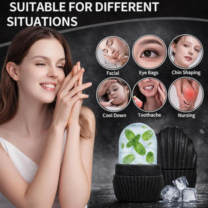 Ice Cube Roller for Face,Eyes and Neck,Reusable Silicone Ice Mold Mermaid Shell Shape for Shrink Pores Anti Wrinkle and Skin Beauty Care,Reduce Migraine Pain,Gua Sha Face Massage Tools (Pink)
