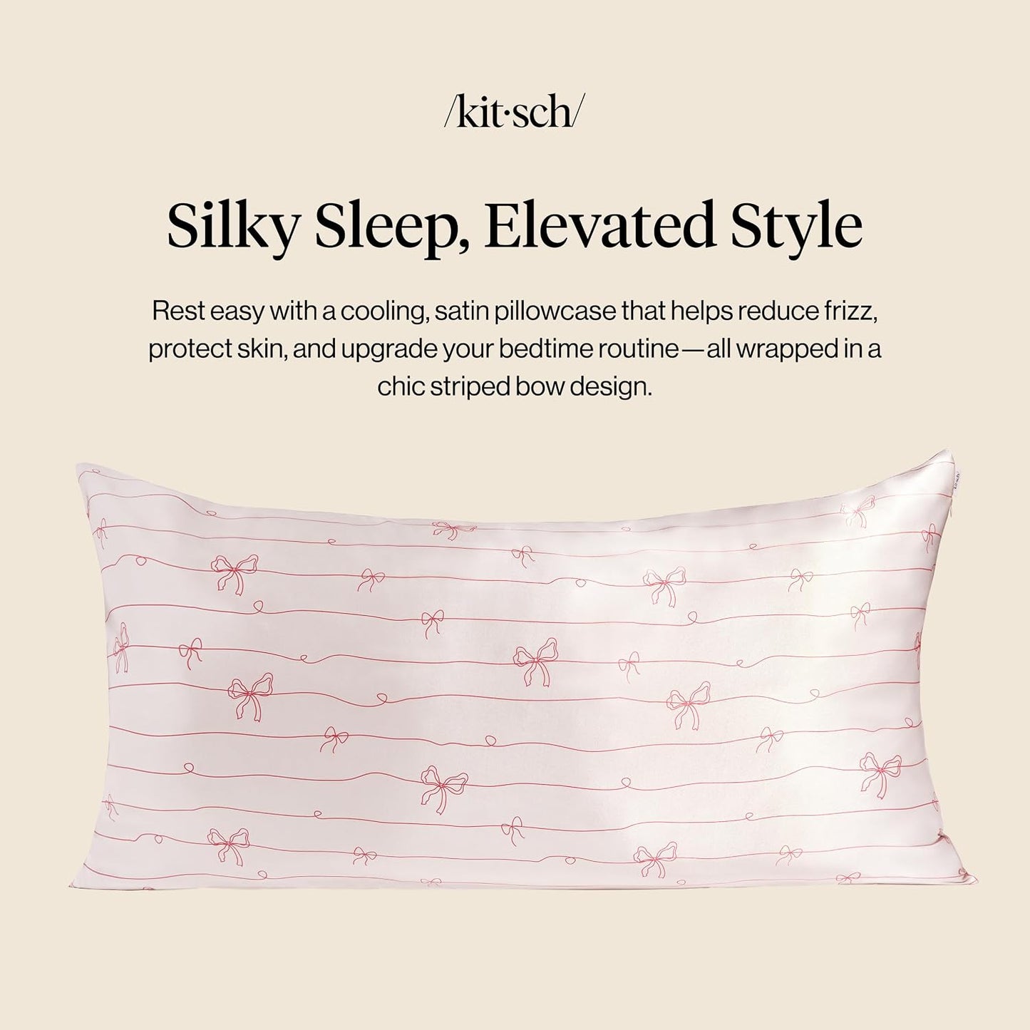 Kitsch Satin Pillowcase with Zipper for Hair & Skin - Softer Than Silk Pillow Cases, Smooth Cooling Satin Pillow Case, Wrinkle-Free, Machine Washable - Pillow Cases Standard Size (19x26) - Blush