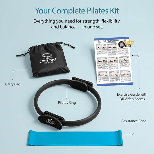 Pilates Ring- Inner Thigh Exerciser- Arm Exerciser- Thighmaster- Core Trainer- Gym Ring-Infinity Hoop- Exercises Included- Professional Design- Padded Handles-Instructor Designed