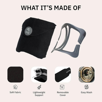 Trtl Pillow - Scientifically Proven Neck Support Travel Pillow for Airplanes - Lightweight and Machine Washable - Ergonomic Design for Traveling on Cars and Trains - Black