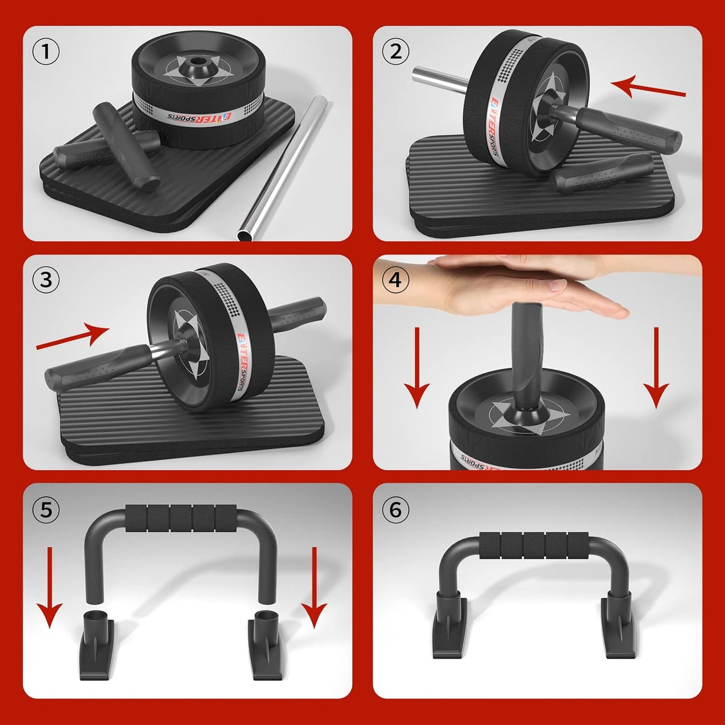 Ab Roller Wheel for Abs Workout - Abdominal Exercise Equipment with 2 Knee Pads for Home Gym, Core Strength Training, Fitness Equipment for Men & Women