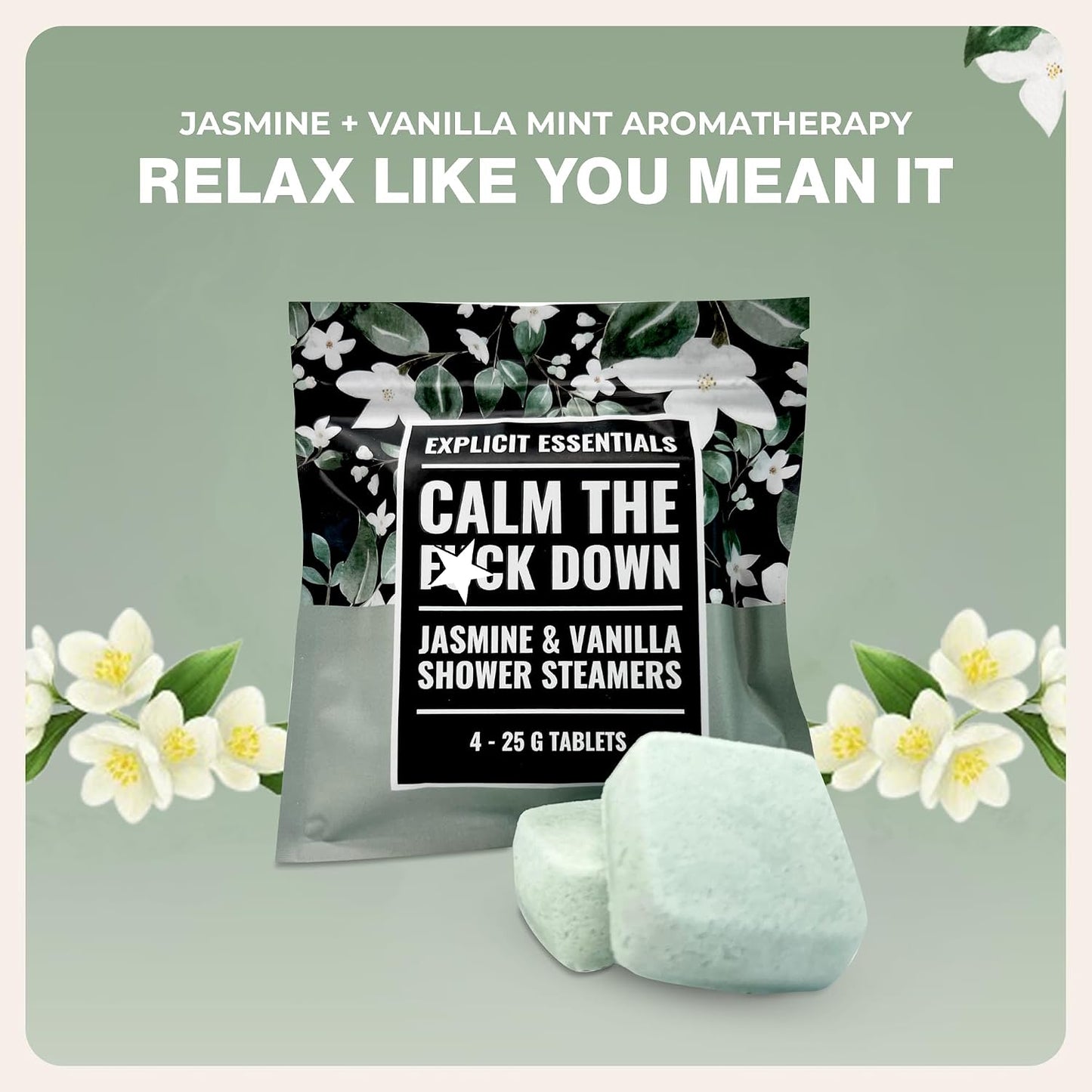Explicit Essentials B Relax Shower Steamers | Lavender Mint Aromatherapy Shower Steamers for Relaxation & Stress Relief | Spa Shower Gift for Self-Care, Birthdays & Holidays