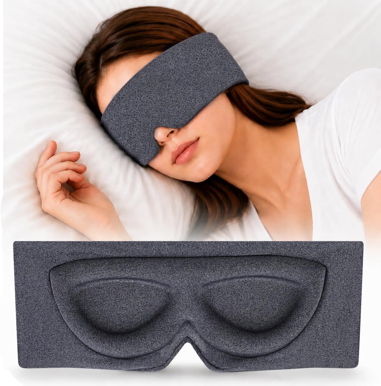 ALASKA BEAR Sleep Mask for Side Sleepers Patented Design, Cup-Shaped and Extra-Soft, 100 Blackout Eye Mask Shades Cover for Men and Women Home or Travel, Machine Washable, Black
