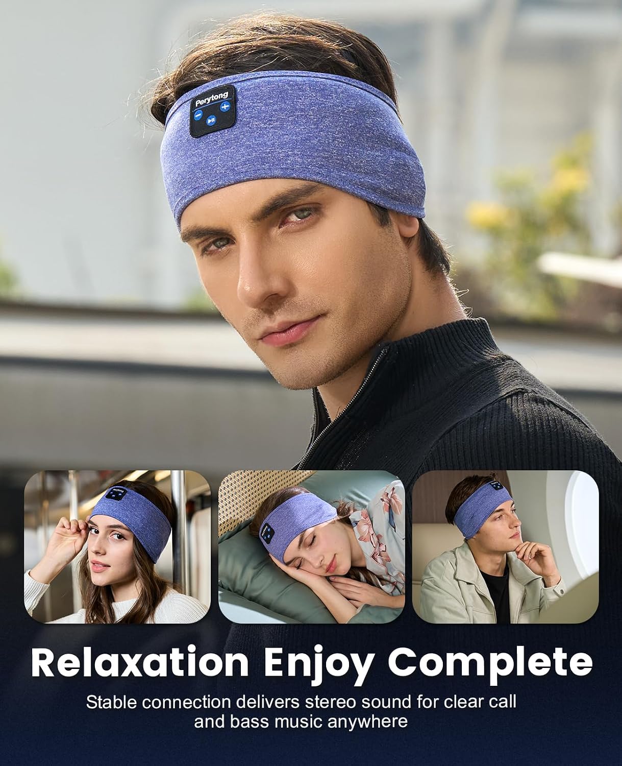Perytong 2 Pack Sleep Headphones, Sleeping Headphones | Bluetooth Headband with Ultra-Thin HD Stereo Speaker, Wireless Headphone for Sports, Insomnia, Yoga, Air Travel, Meditation