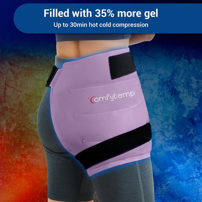 Comfytemp Hip Ice Pack Wrap for Sciatica Pain Relief, Hip Replacement Kit After Surgery, Reusable Gel Ice Pack for Injuries, Hot Cold Compress Recovery Items Physical Therapy for Men Women (L/XL/2XL)