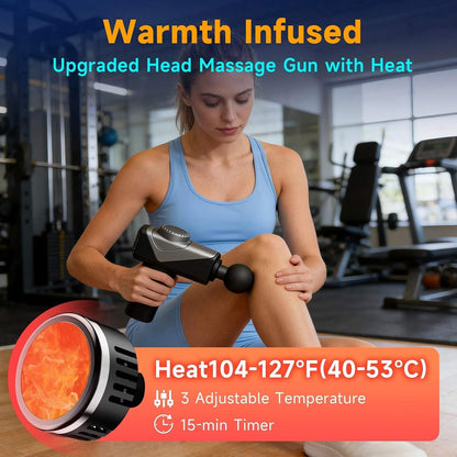 Massage Gun with Heat, Mini Handheld Massager for Home & Travel, Quiet, Lightweight & Portable,Powerful Full Body Electric Massager Tool for Men and Women, (Black)