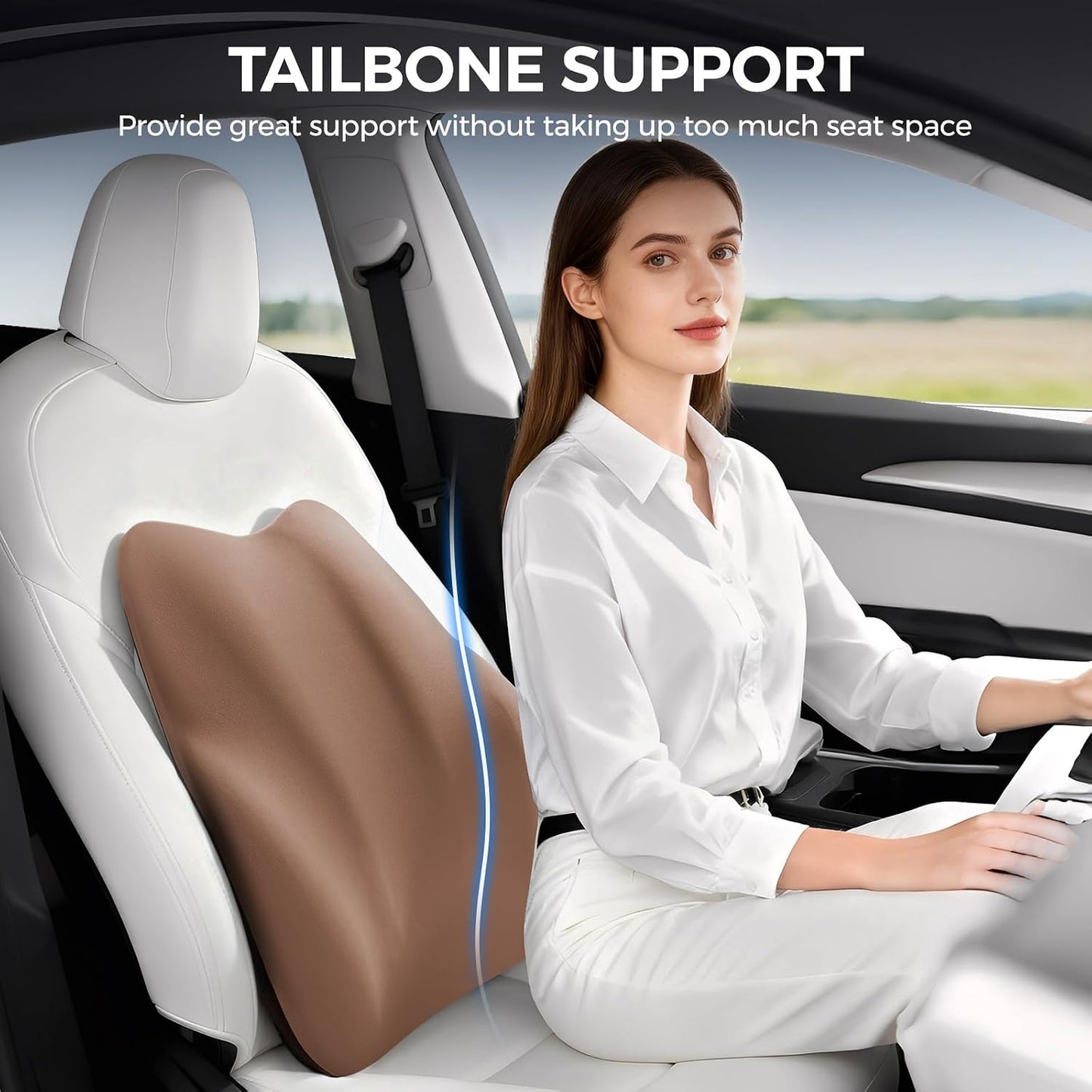 BEBAS Lumbar Support Pillow for Car, Memory Foam Back Cushion for Driving, Ergonomic Lumbar Pillow for Pain Relief, Comfort Lower Back Support for Office Chairs, Car Seat, Wheelchair -Black