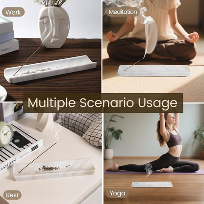 Koville Marble Incense Holder, Incense Holder for Sticks, Incense Sticks Holder Ash Catcher for Meditation Yoga SPA, Natural Stone Incense Burner, Home Table Decor (Grey)