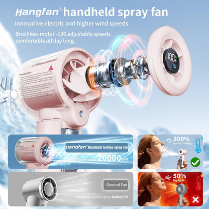 Handheld Misting Fan,20000 RPM,100 Speeds,Nano Mist,LED Display