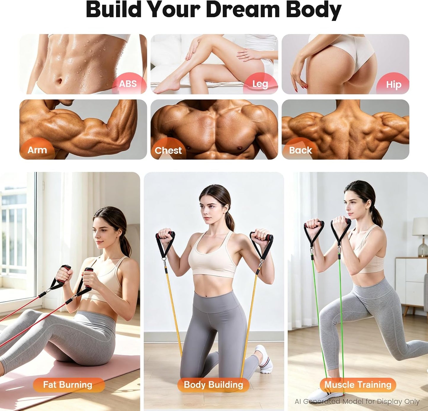 Resistance Bands Set, Himaly Exercise Bands Strength Training Fitness Bands Workout Elastic Bands with Legs Ankle Straps, Door Anchor, Handles & Carry Bag for Home Outdoor Workouts