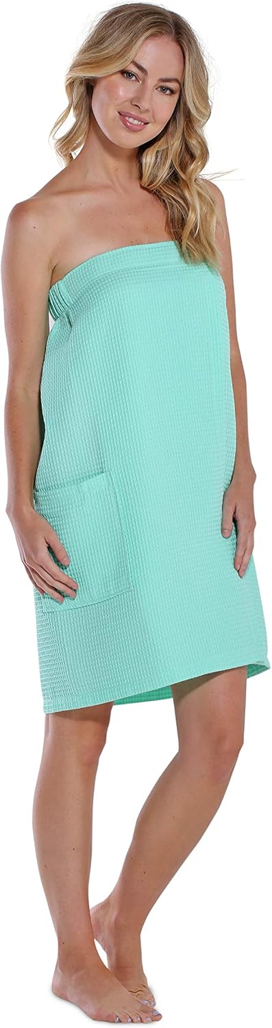 Turquaz Lightweight Knee Length Waffle Robes For Women Spa Bath Waffle