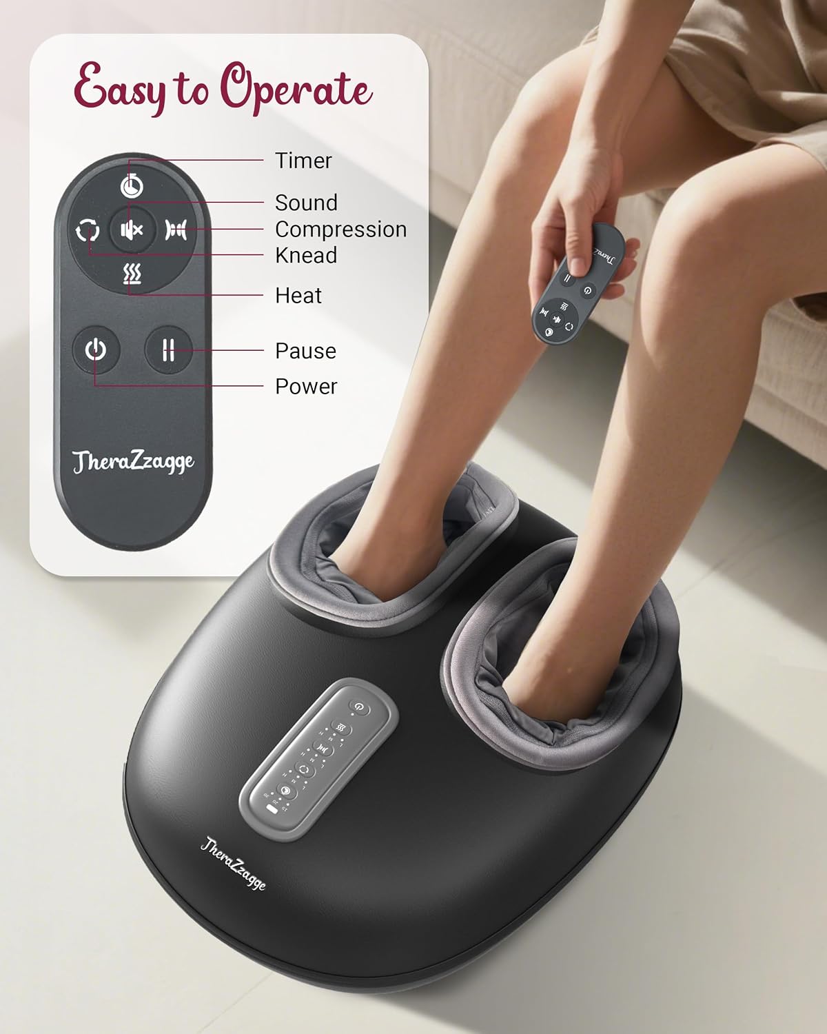 Shiatsu Foot Massager with Heat [2026 Upgraded], Gifts for Him Her, FSA Eligible Deep Kneading Compression, Remote Control, HSA Feet Massage for Plantar Fasciitis, Fits Size 14