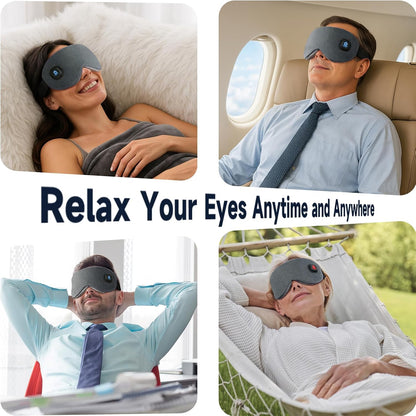Ezona Cotton Cordless Heated Eye Mask, Warm Eye Compress Mask for Dry Eyes, Washable Eye Heating Pad for Travel, Dry Eyes, Blepharitis, Sinus Migraine (Blue)