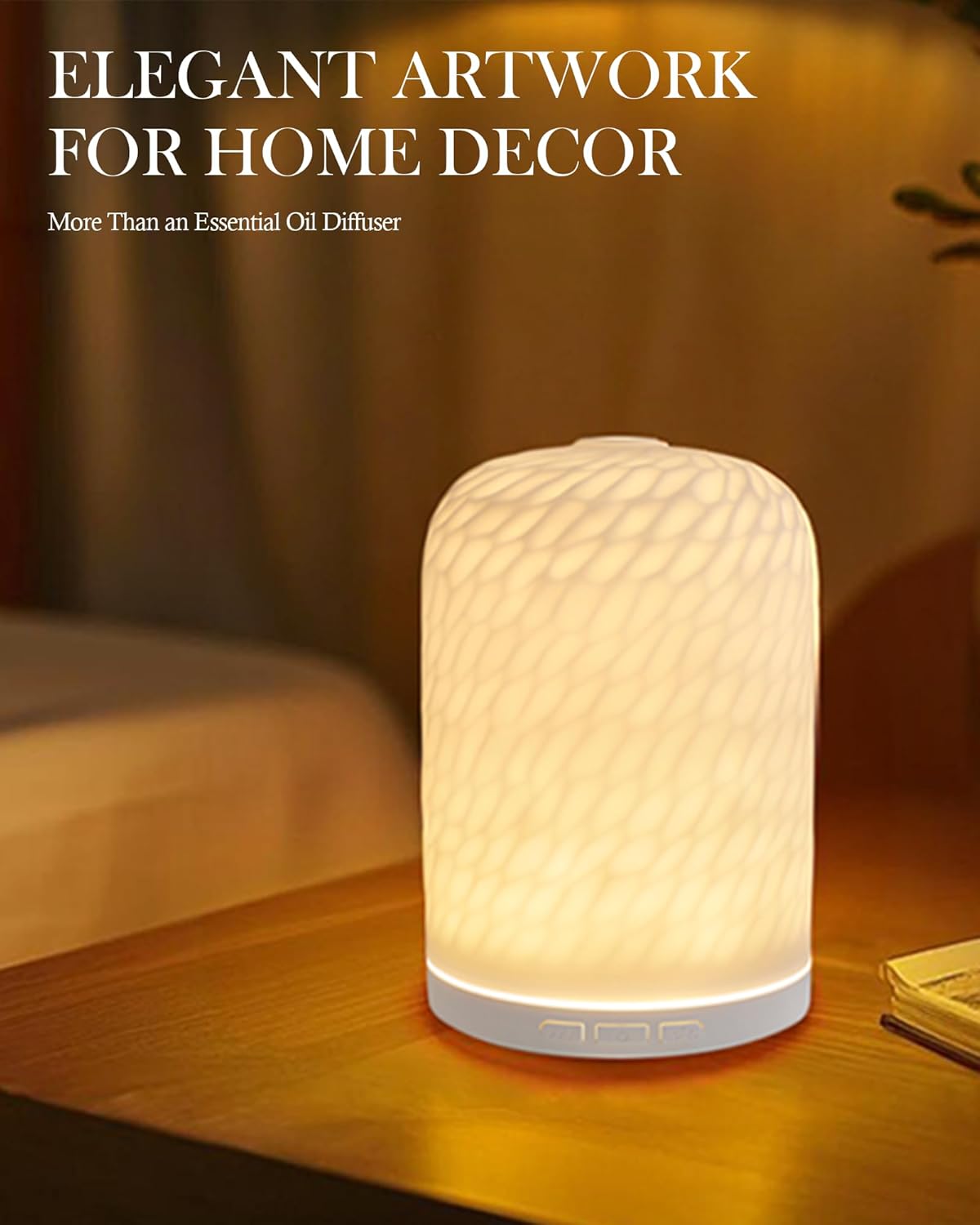 Essential Oil Diffuser - 2.4MHz Ultrasonic Glass Diffuser with Pulse/Continuous Mist & Night Light, Waterless Auto-Off, Silent Aromatherapy Diffuser for Home, Office, Yoga, Spa, Gifts & Home Decor.