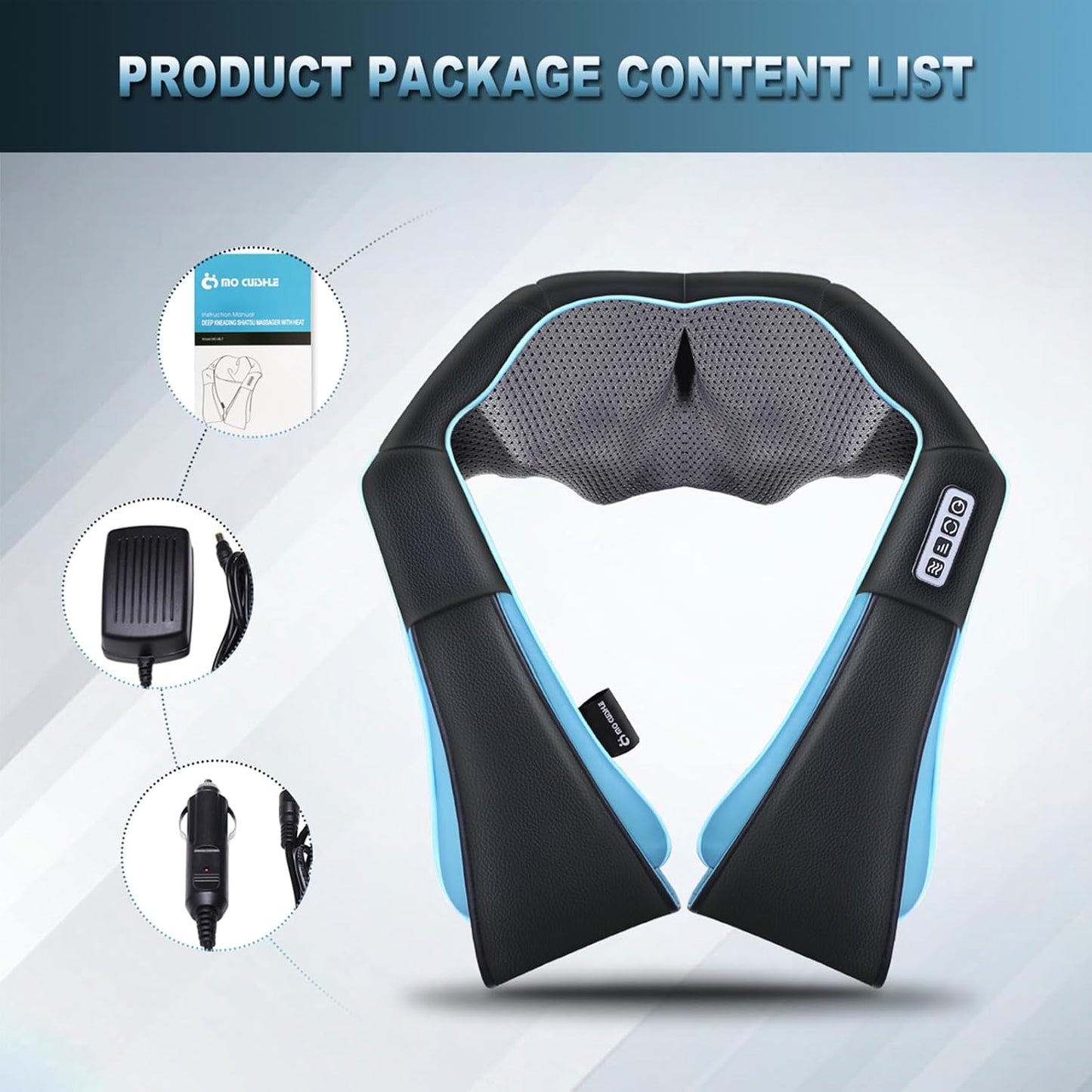 Mo Cuishle Women Men Gifts, Shiatsu Back Shoulder and Neck Massager with Heat, Electric Deep Tissue 4D Kneading Massage, Best Gifts for Mom Dad Wife Husband her Him, Christmas, Birthday (NOT Cordless)