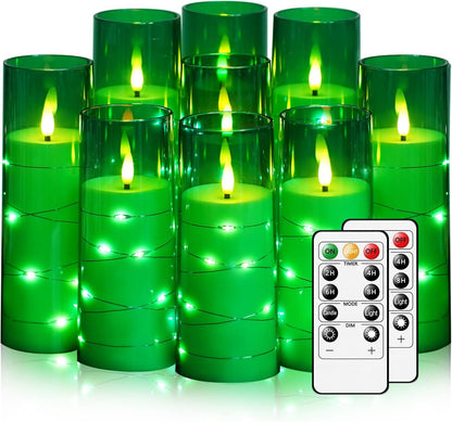Nimiko Flickering Flameless LED Candles,Battery Operated Candles 24 Pcs with Embedded Star String,Acrylic LED Pillar Candles with Remote,Suitable for Home Decoration to Create an Atmosphere (White)