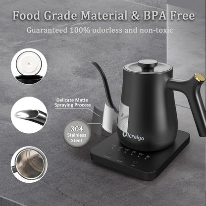 Gooseneck Kettle，0.8L Temperature Control Electric Tea Kettle