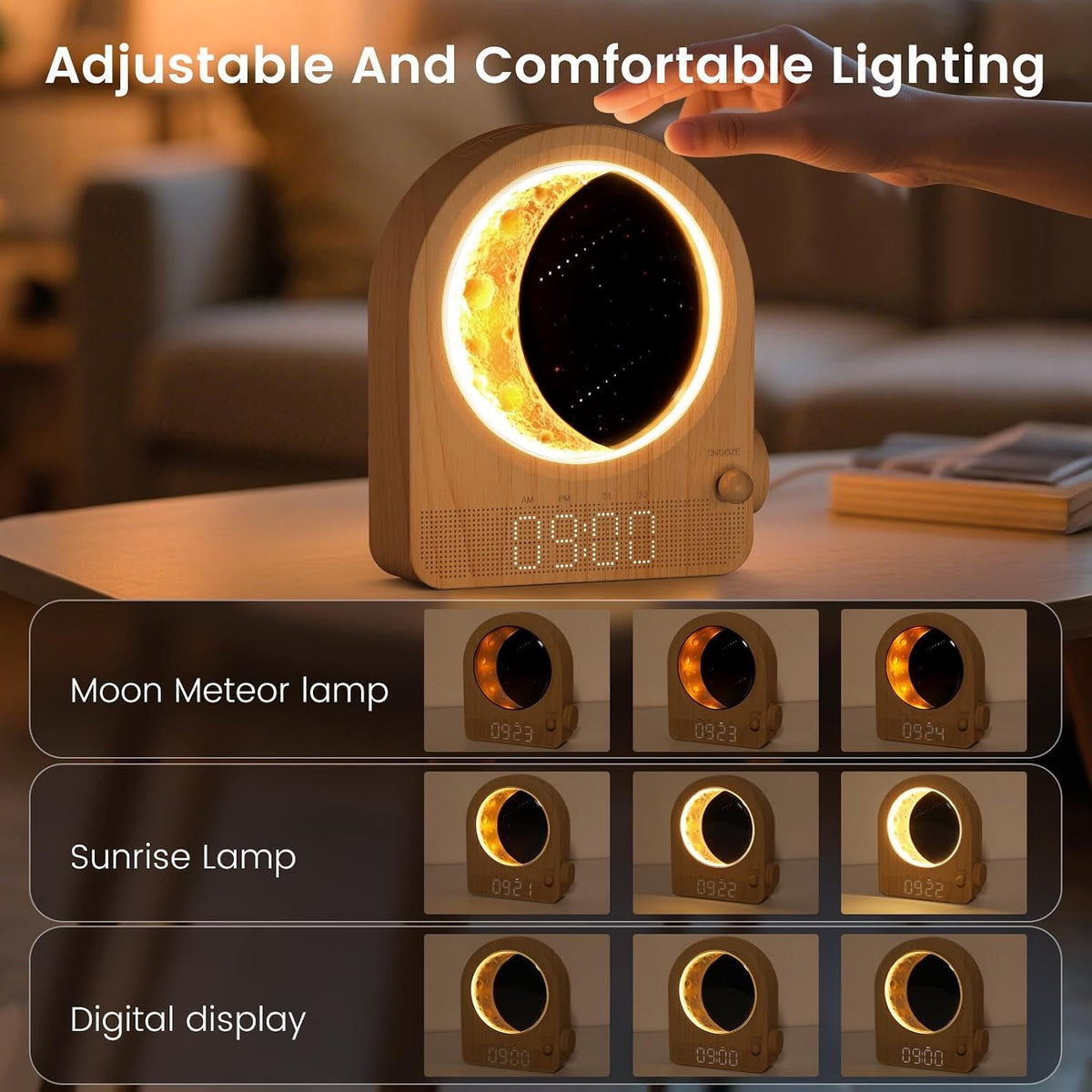 Sunrise Alarm Clock, White Noise Machine, Wood Grain