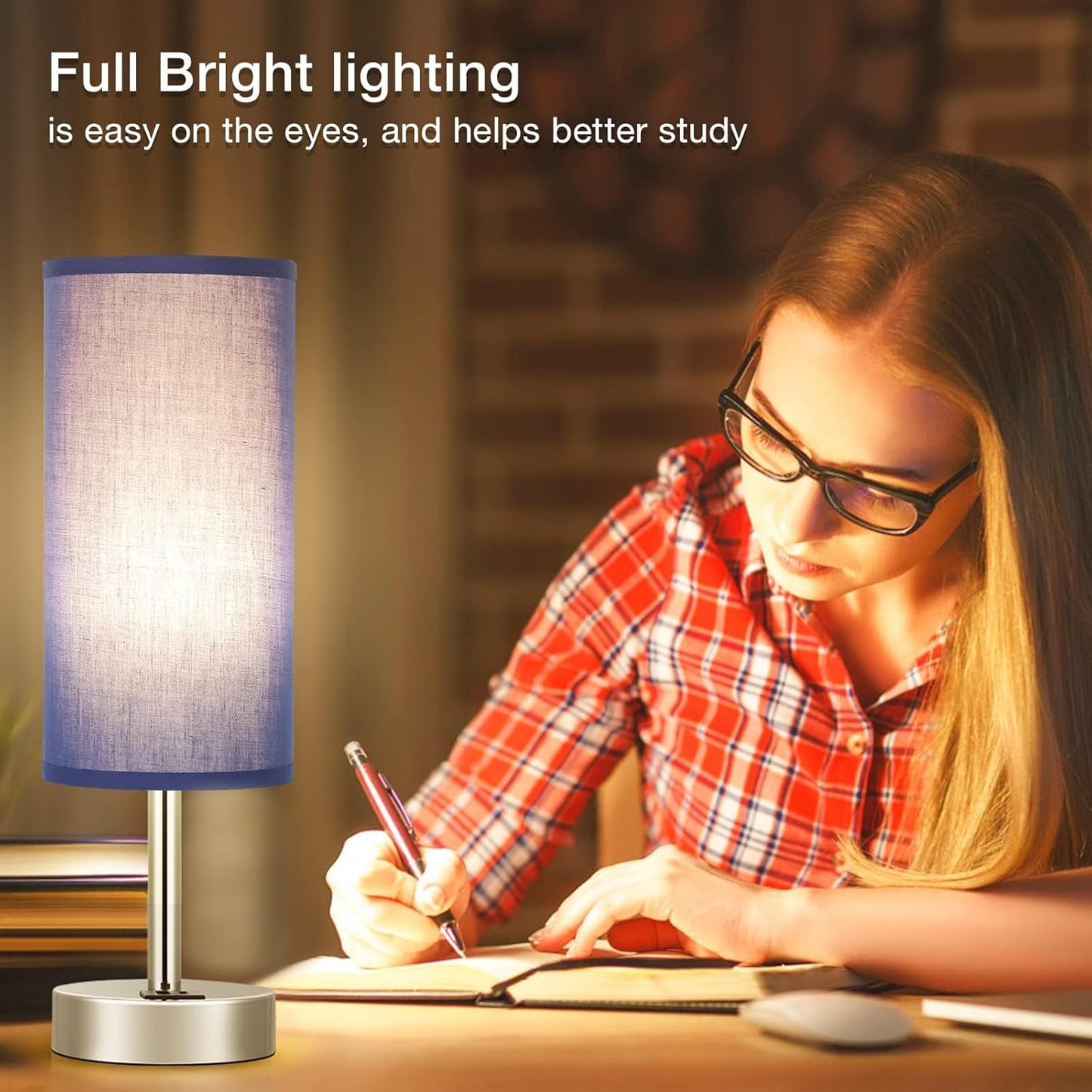 Dicoool Touch Table Lamp for Bedroom, 3 Way Dimmable Bedside Lamp with USB C & A Charging Ports - Small Desk Lamp for Dorm Room, College, Kids, Office, Living Room, White