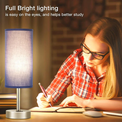 Dicoool Touch Table Lamp for Bedroom, 3 Way Dimmable Bedside Lamp with USB C & A Charging Ports - Small Desk Lamp for Dorm Room, College, Kids, Office, Living Room, White