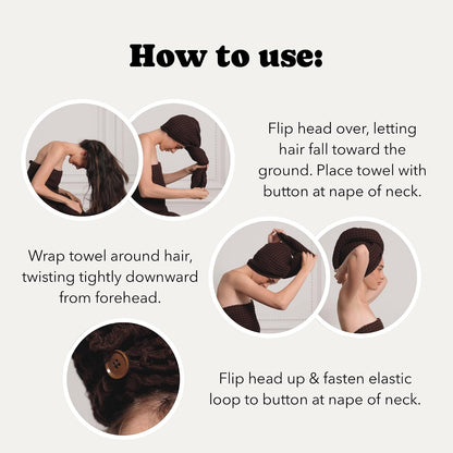 Luxury Organic Japanese Cotton Hair Drying Waffle Towel Wrap for Women | Absorbent, Quick-Dry Head Turban for Shower, Sauna, Spa | Extra Large for Long, Curly, Straight Hair With Button (White, 1 Pc)