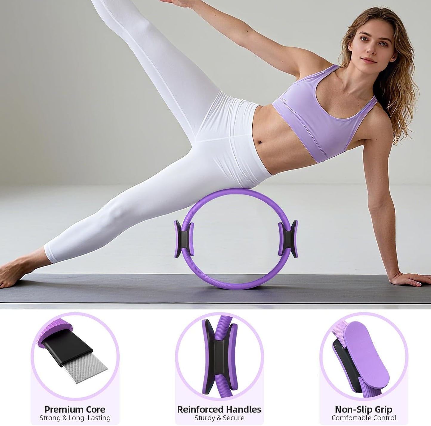 Pilates Ring Kit for Women, Pilates Equipment Accessories, Home Workout Set with Magic Circle, Mini Exercise Ball, Ankle Resistance Bands & Yoga Socks, for Fitness, Toning & Better Me Gifts