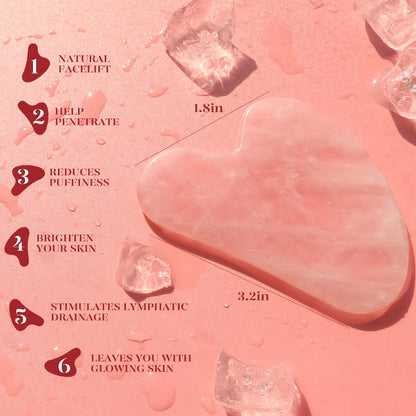 BAIMEI IcyMe Natural Rose Quartz Gua Sha Facial Sculpt Massage Tool-Pink
