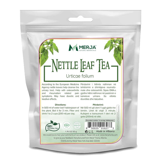 Merja Herbs Nettle Leaf Tea - Bone Wellness & Pain Relief - Natural Caffeine Free - Loose Tea - 100% Natural & Premium Quality 50gr 1.8 oz