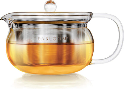Teabloom Kyoto 2-in-1 Tea Kettle and Tea Maker – Glass Teapot with Removable Loose Tea Infuser – Tea Connoisseur's Choice